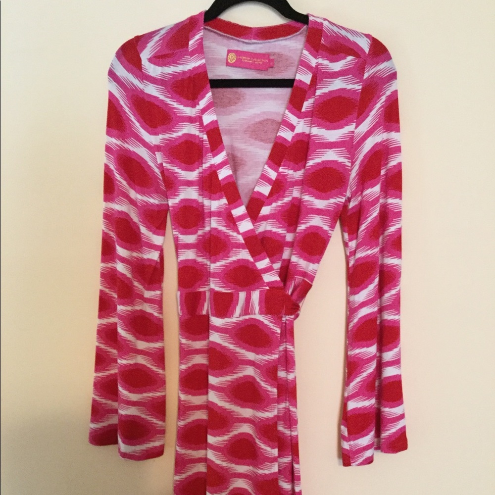 Beautiful dark pink wrap around dress